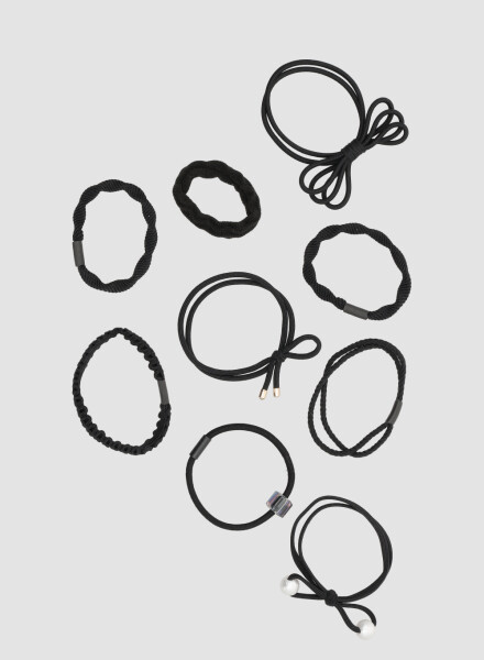 Set de 9 colitas de pelo shapes Negro