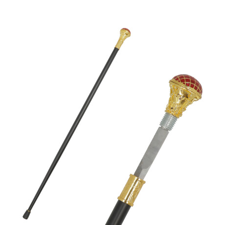 BASTON CON ESTILETE Bola Dorada/roja/gp001