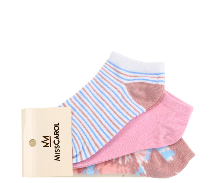 Medias de Mujer Miss Carol MEDIA PACK X3 SNIKER LUREX Rayas / Rosado / Rosado Salmon