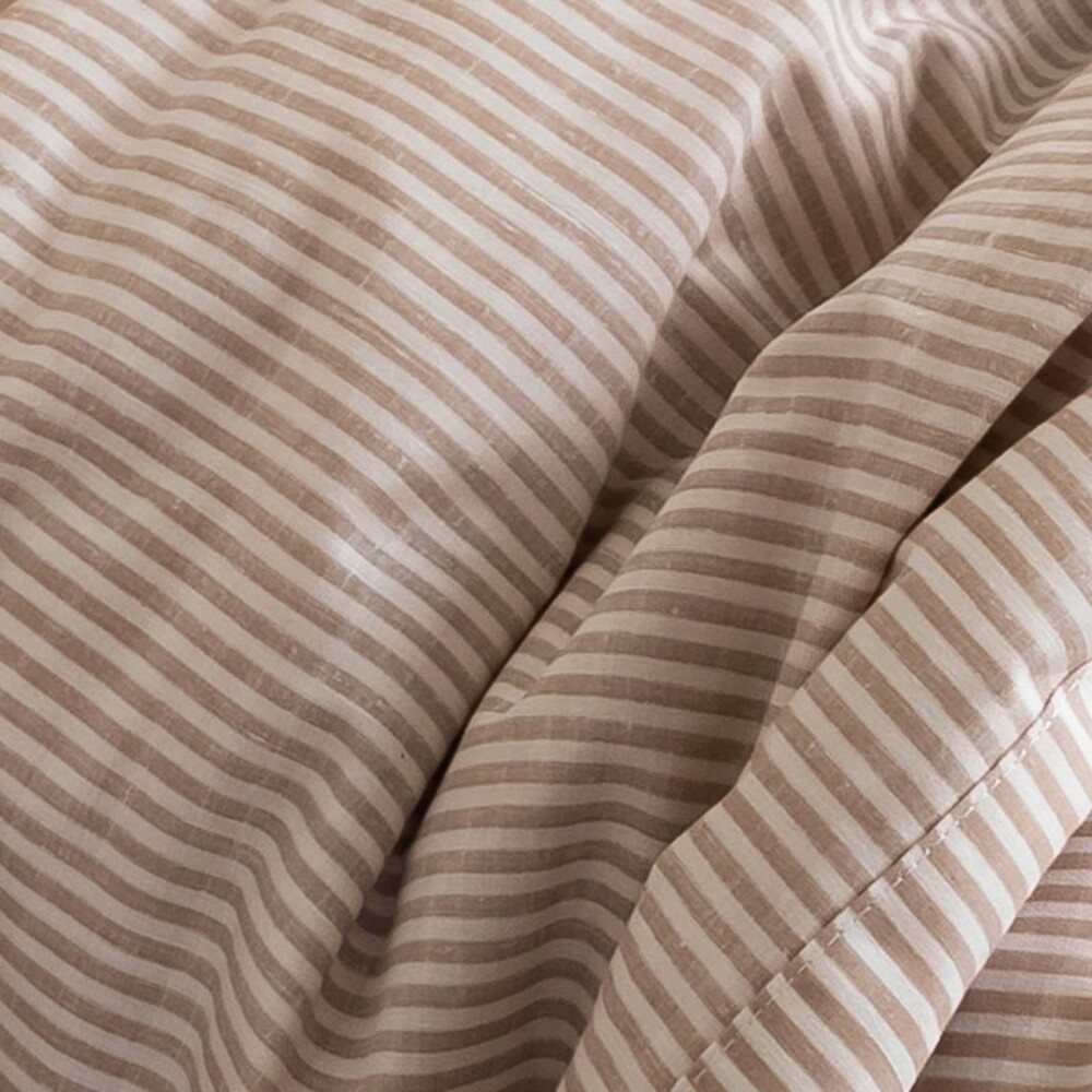 JUEGO SÁBANAS QUEEN ALGODON-Y-POLIESTER MARRON STRIPE TOSTADO