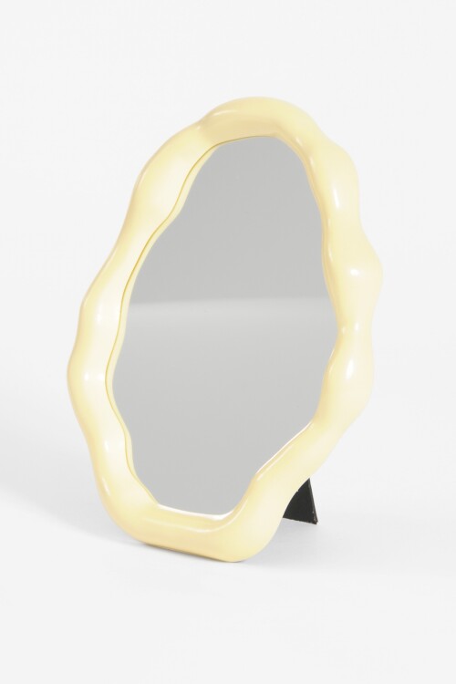 Espejo bandeja cosmético amarillo