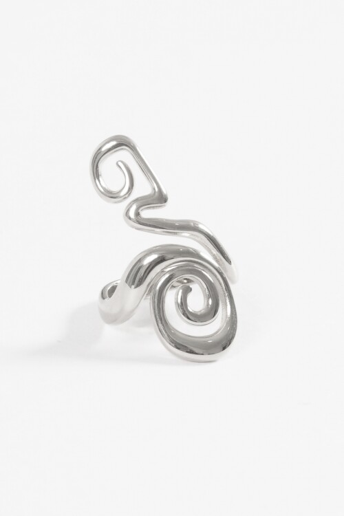 Anillo wavy acero plateado