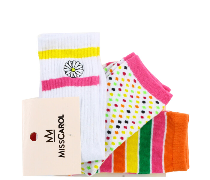 Medias de Mujer Miss Carol MEDIA FUNNY PACK X3 Blanco / Puntos / Rayas