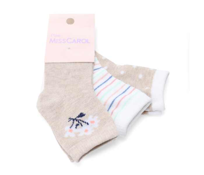 Medias Mini Miss Carol Media bebe pack X3 12 Beige Melange