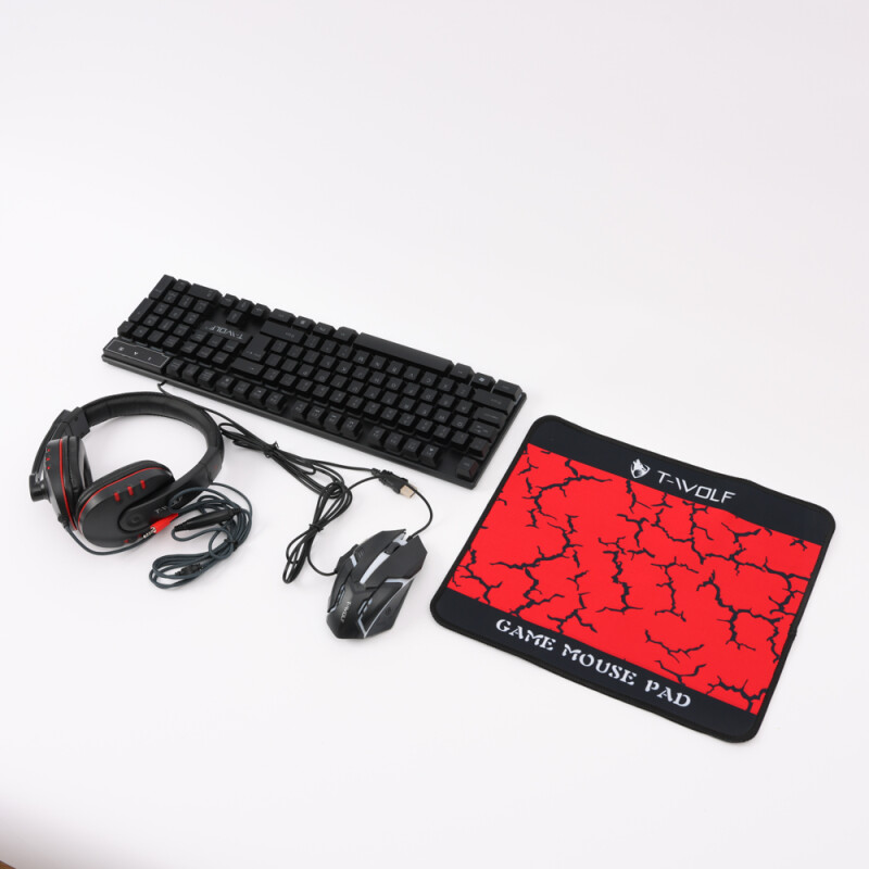 Combo gamer mouse, teclado, auriculares y paño TWOLF TF800 10 Combo gamer mouse, teclado, auriculares y paño TWOLF TF800 10