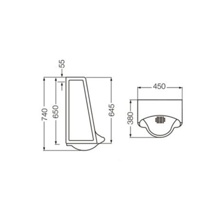 Mingitorio Mural Corto Blanco Antivandalico 000