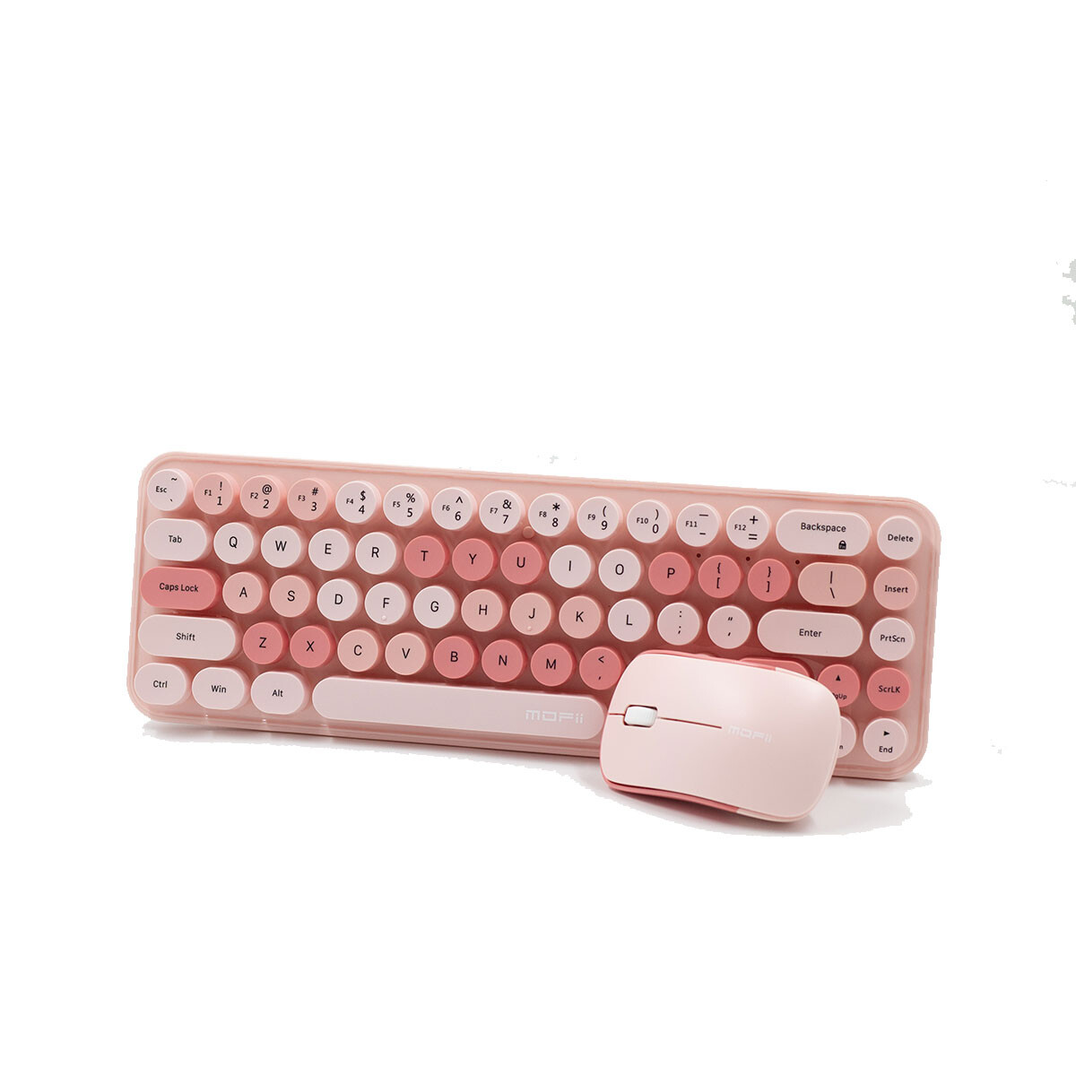 Combo mouse y teclado inalambrico diseño maquina de escribir rosado 