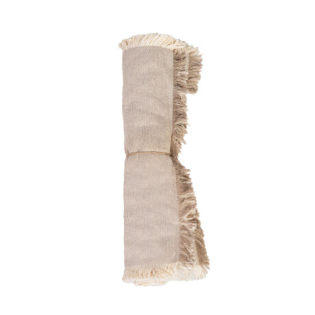 SET 2 INDIVIDUALES LINO-Y-ALGODON NATURAL-BEIGE PLAIN FRINGES BEIGE