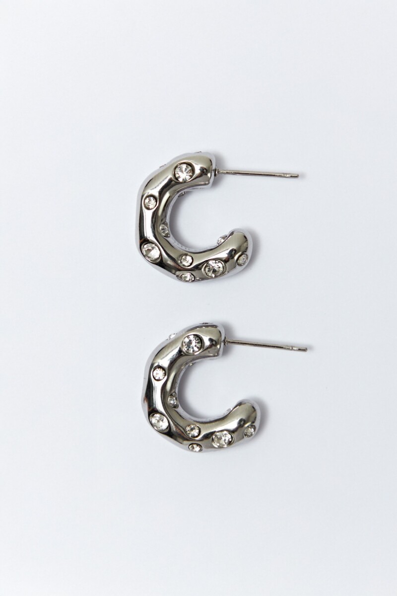 Aros acero con strasses plateado