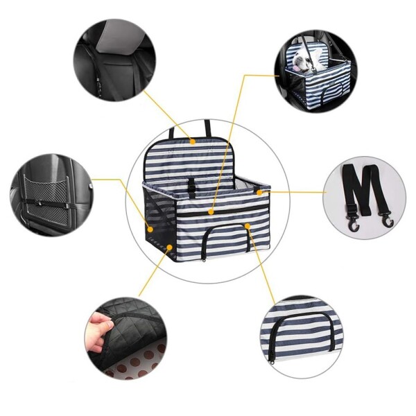 Bolso Transportador Auto Perro Gato Cubre Asiento Vehiculo Color Variante Ralla