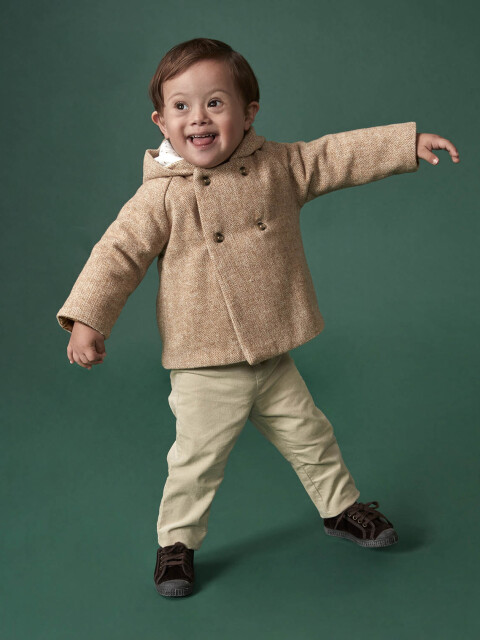 Abrigo De Espiga Con Capucha Tostado