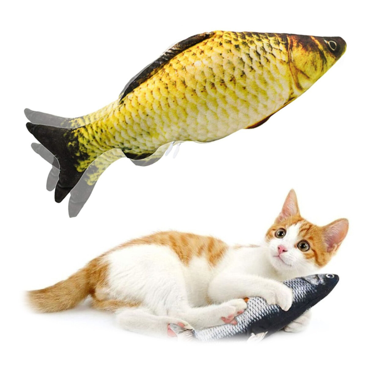 Juguete Gato Pescado Con Movimiento Interactivo Movil - Variante Modelo Cola Negra 