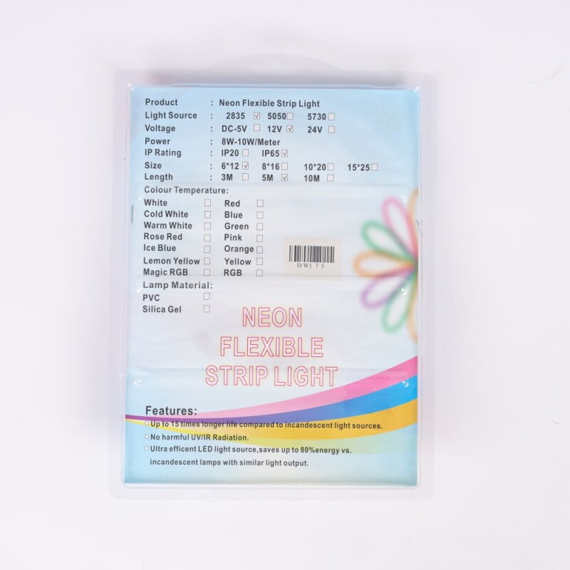 Kit Completo Cinta Tira Led Neon Flexible 5 Metros Blanco Kit Completo Cinta Tira Led Neon Flexible 5 Metros Blanco