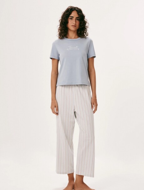 PIJAMA DE PANTALÓN LARGO CELESTE