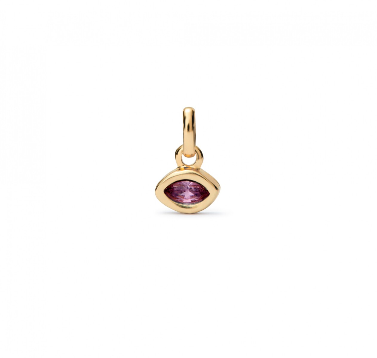 CHARM BAÑADO EN ORO 18K CON CRISTAL ROSA. - Charm 