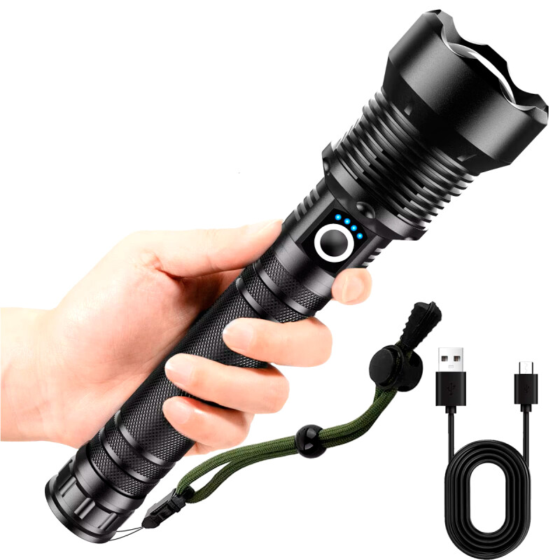 Linterna grande de aluminio con zoom carga USB Linterna grande de aluminio con zoom carga USB