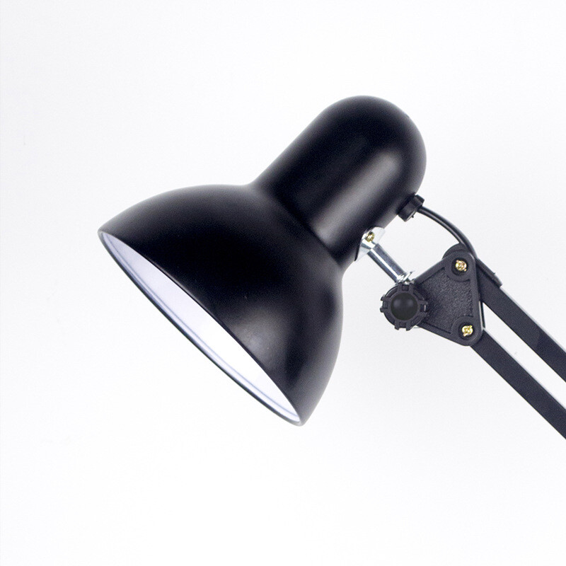 Lampara de mesa articulada ajustable con pinza y base blanca Lampara de mesa articulada ajustable con pinza y base blanca