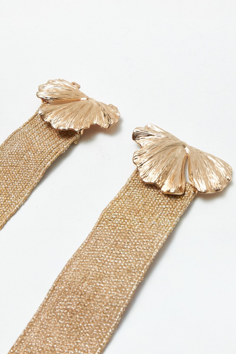 Cinturón de rafia hebilla flor beige