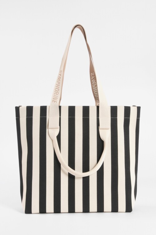 Cartera bolso rayado negro