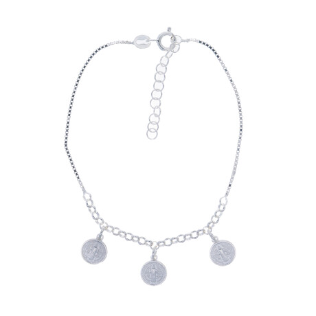 Pulsera religiosa de plata 925, SAN BENITO Pulsera religiosa de plata 925, SAN BENITO