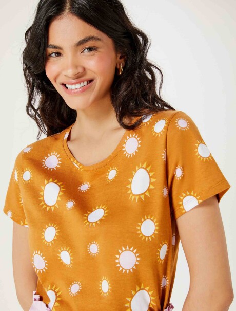 CAMISETA FEMENINA ESTAMPADA NARANJA OSCURO