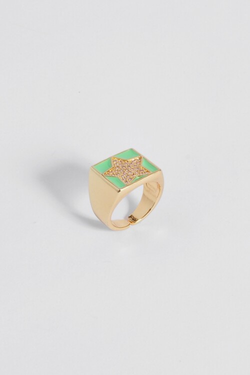 Anillo estrella fluo ajustable cobre verde