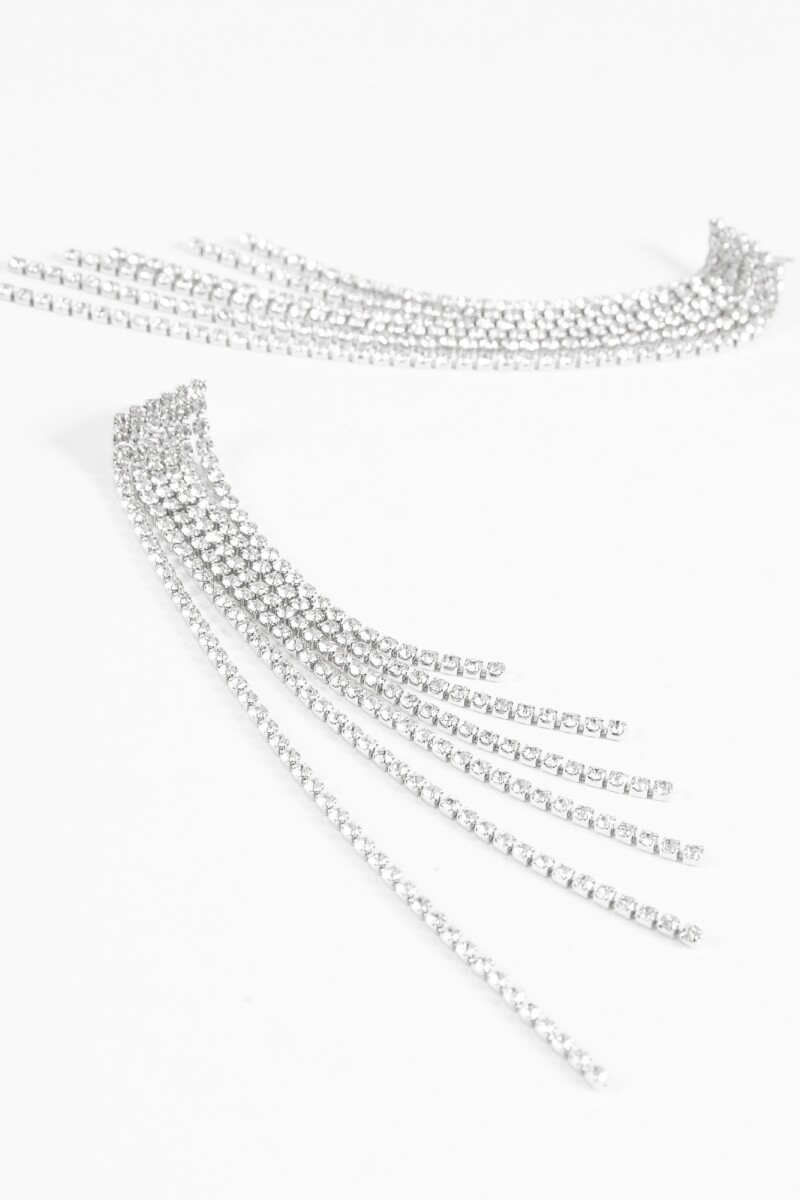 Caravanas party strass larga plateado