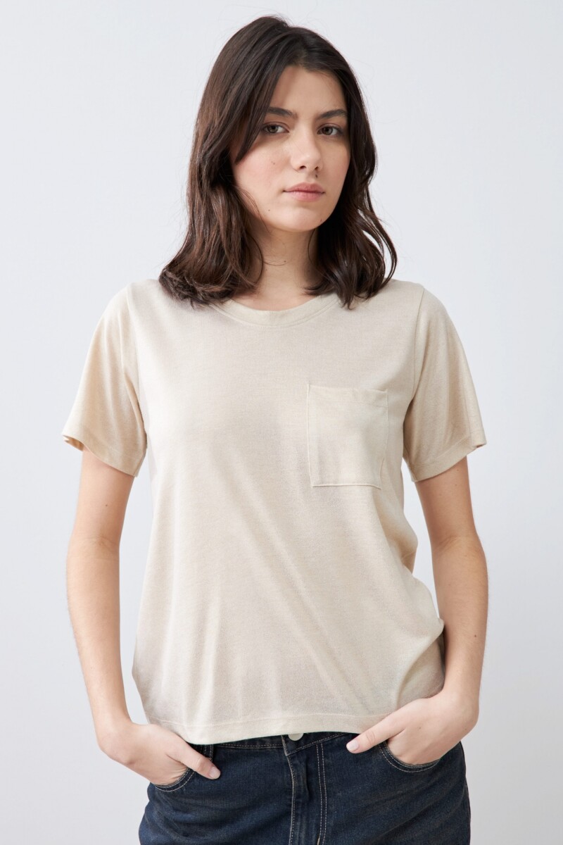 Remera con lurex beige