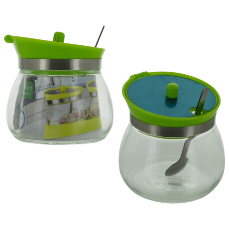 Especiero de vidrio con cuchara Especiero de vidrio con cuchara