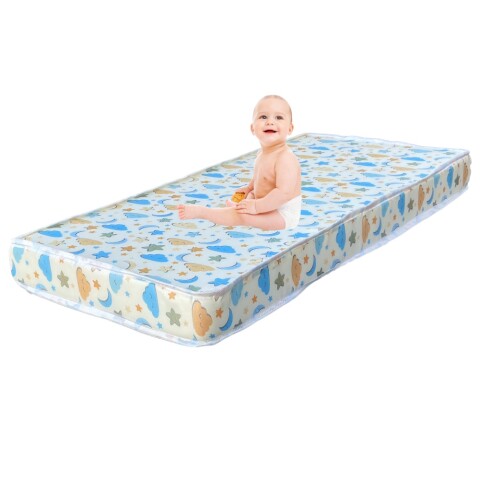 Colchón Cuna Bebe Tela Impermeable con Motivos Unisex Amarillo y Azul Colchón Cuna Bebe Tela Impermeable con Motivos Unisex Amarillo y Azul