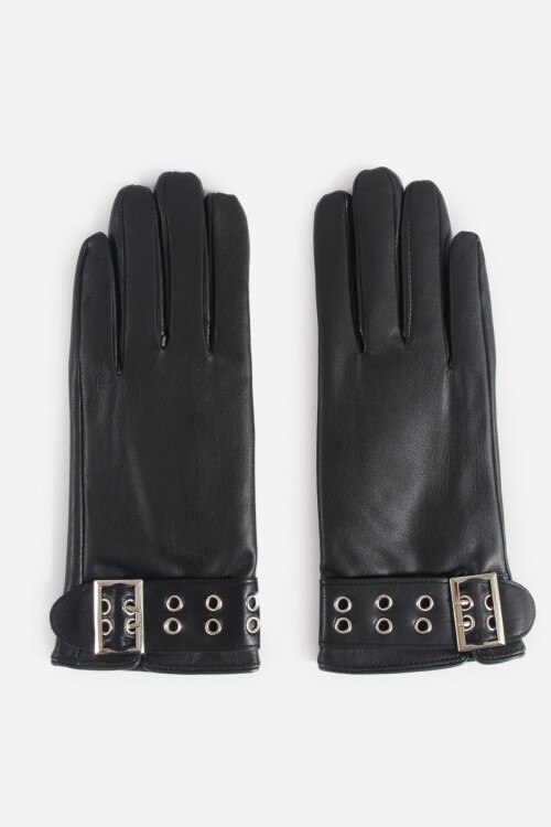 Guantes detalle hebilla negro