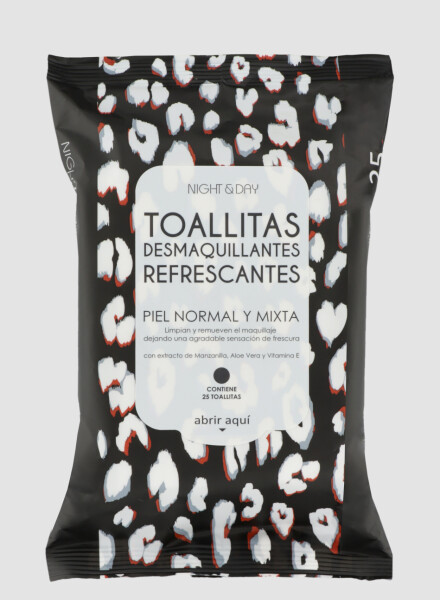 Toallitas humedas desmquillates. pack de 25 unidades Leopardo byn
