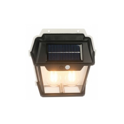 FAROL DE PARED CON DOBLE LED Y CARGA SOLAR NEGRO FAROL DE PARED CON DOBLE LED Y CARGA SOLAR NEGRO