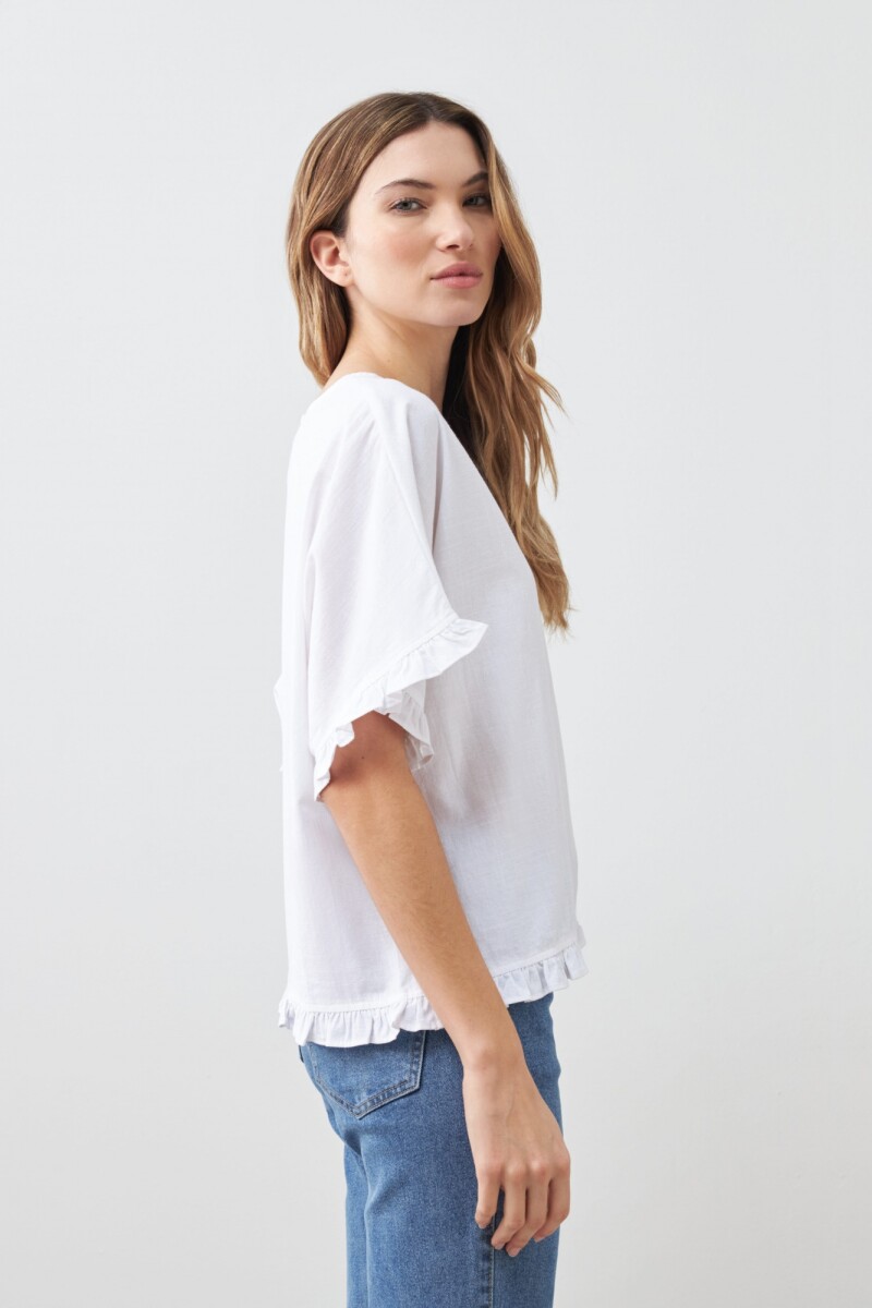 Blusa con volados blanco
