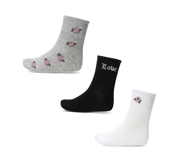 Medias Miss Carol quarter pack x3 white Blanco - Negro