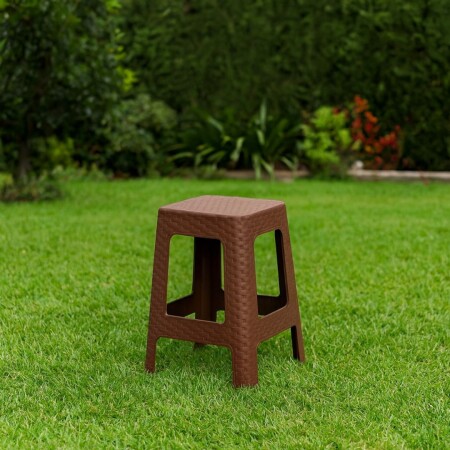 BANQUETA DE PLASTICO SIMIL RATTAN MARRON MARRÓN