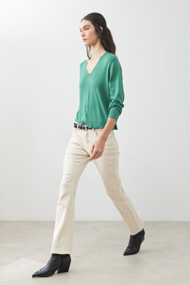 Sweater escote V verde