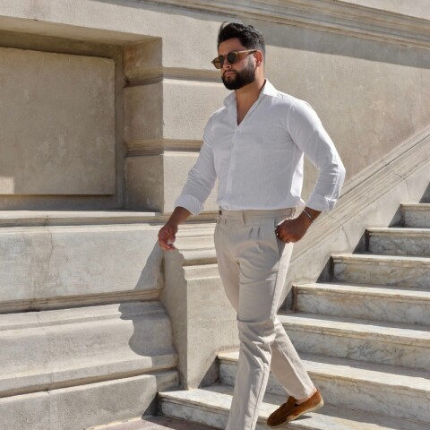 Pantalón pinzas Beige claro