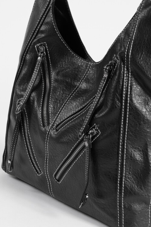 Cartera soft ojalillos negro