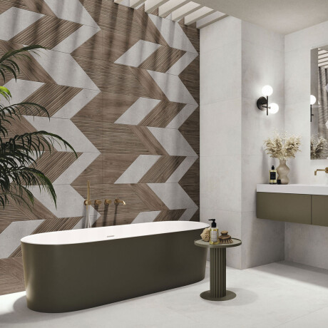 Porcelanato Simil Madera Combinado Blanco Rectificado 60x120Cm Pared GAMAS DE MADERA