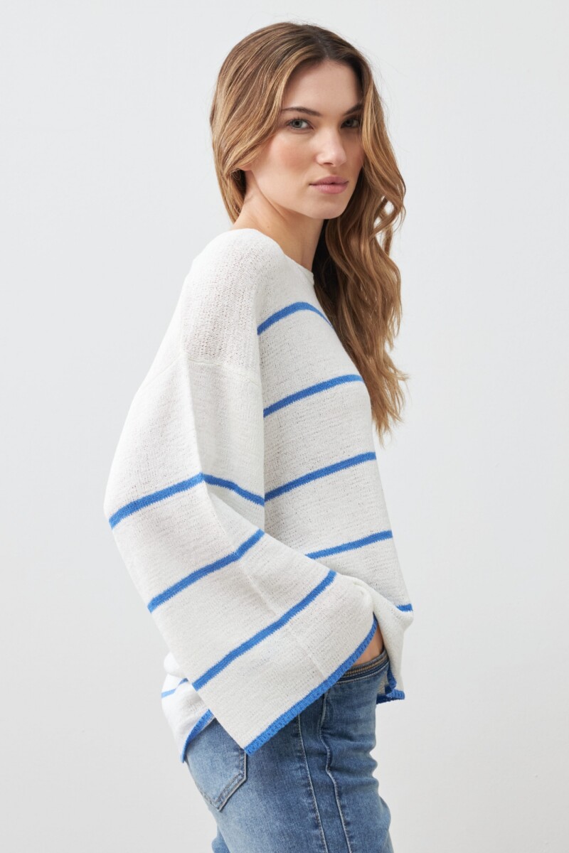 Sweater cinta rayado azul regata
