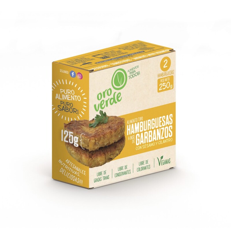 Hamburguesa de Garbanzo Oro Verde - 2 ud. - 250 g Hamburguesa de Garbanzo Oro Verde - 2 ud. - 250 g