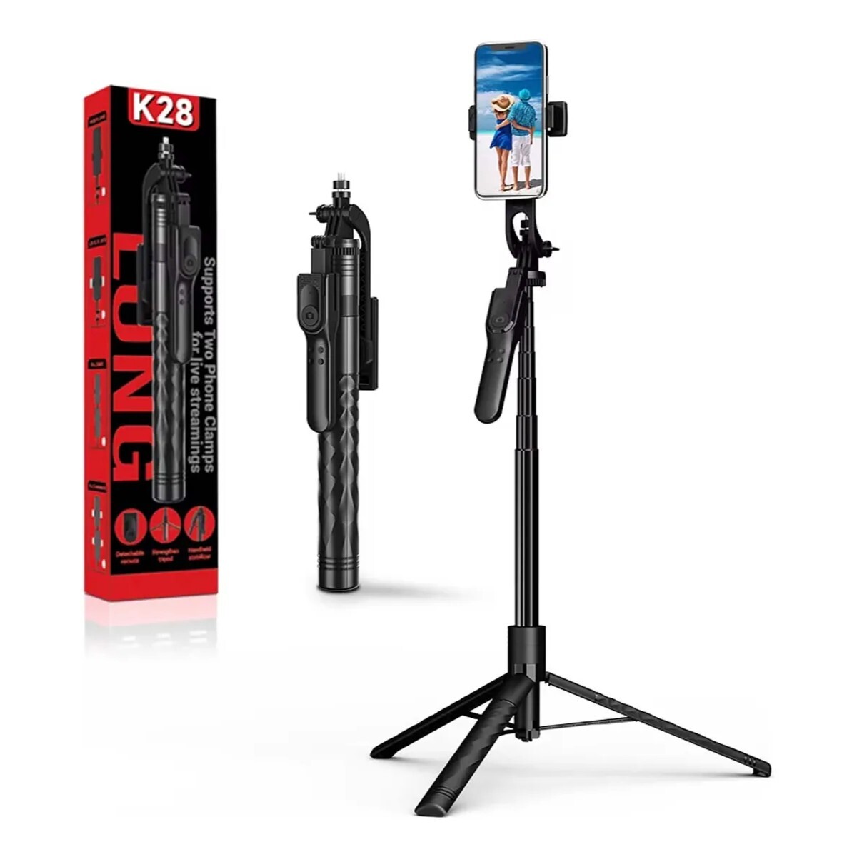 Tripode palo selfie pro k28 para celular con control remoto 