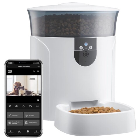 Dispensador Comida Automatico Inteligente Mascotas Wifi 7Lts Variante Color Blanco