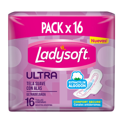 Toallas Femeninas Ladysoft Ultra Delgadas Tela Suave 16 Uds. Toallas Femeninas Ladysoft Ultra Delgadas Tela Suave 16 Uds.