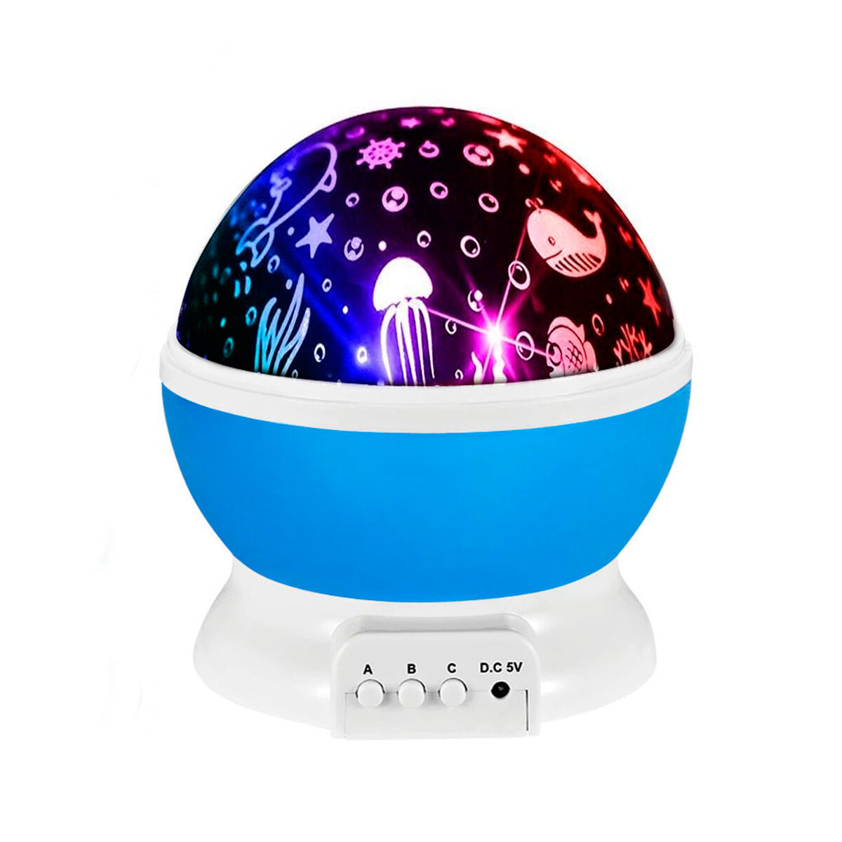 Lampara Veladora Giratoria proyector led Estrellas Celeste 