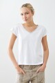 Remera bordada escote en V blanco