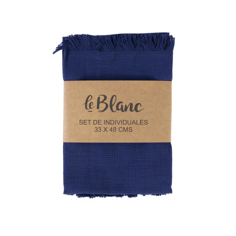 SET DE 2 INDIVIDUALES ALGODON AZUL FLECOS