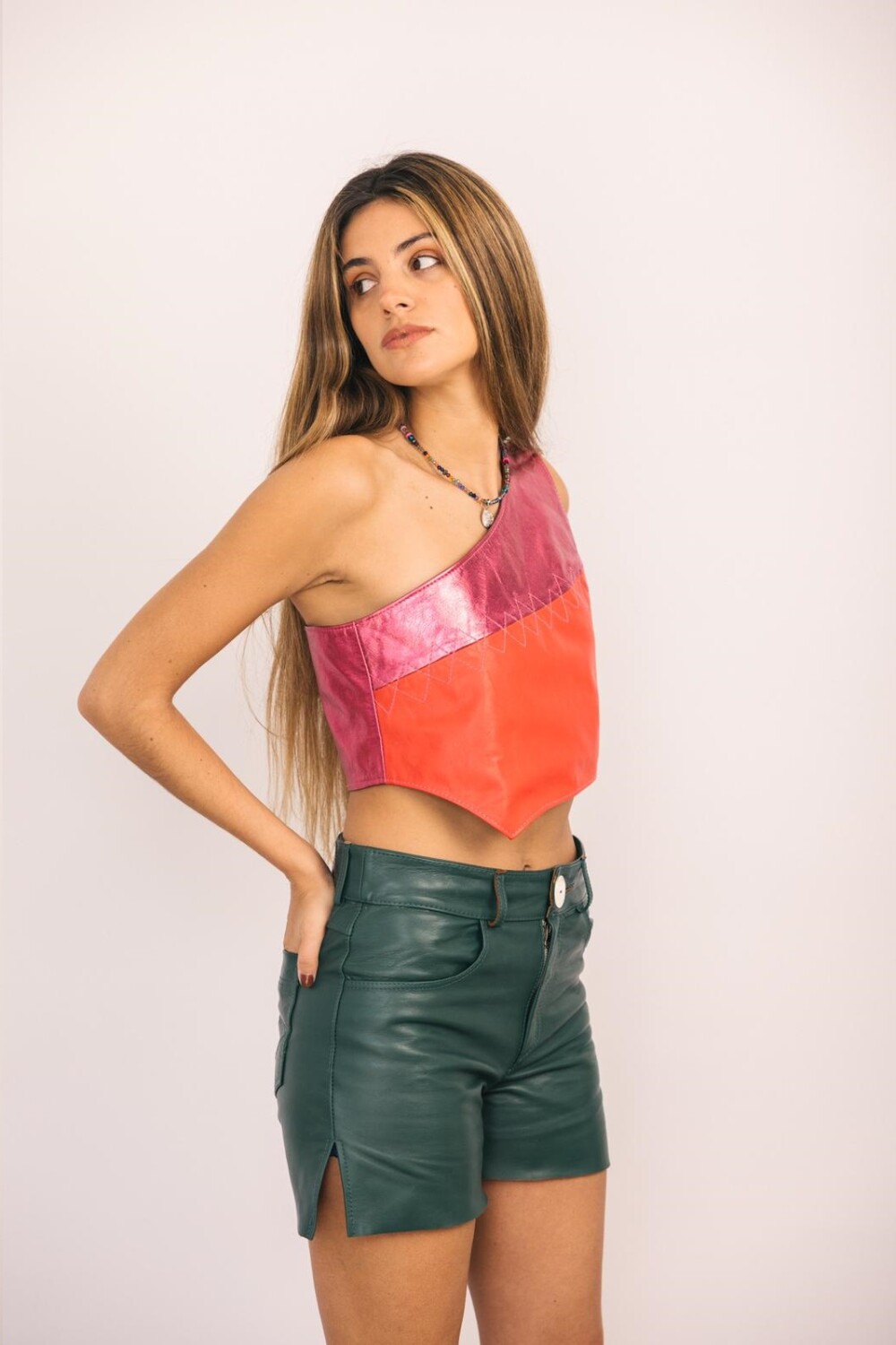 Leather Shorts Verde Inglés
