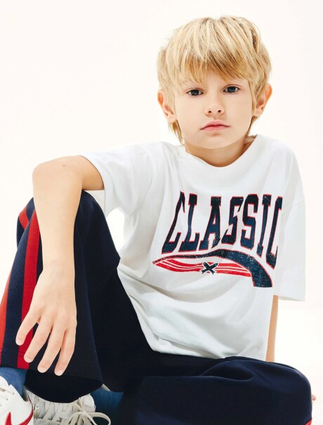 CAMISETA INFANTIL CON ESTAMPA BLANCO